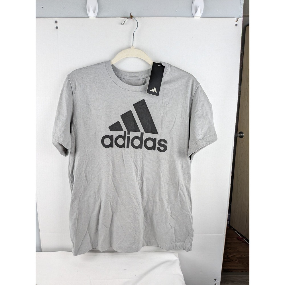 Kids Adidas Logo T Shirt Grey Short Sleeve Casual Athletic Size L